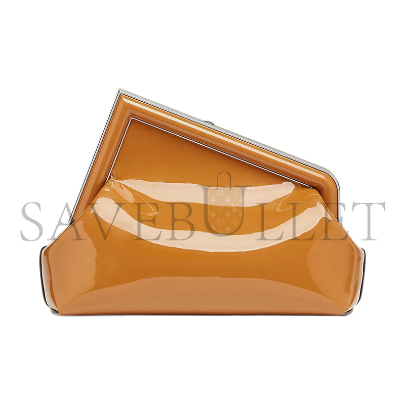 FENDI FIRST MIDI OVERSIZED F METAL CLIP PATENT LEATHER SHOULDER CROSSBODY CLUTCH 8BP137ANSNF119U (30*20*14cm)